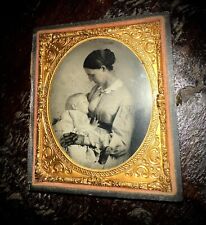 Rare Antique Tintype Breastfeeding Photo Southern Woman Alabama, Georgia 1860s picture