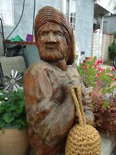 VINTAGE 1986 35x20 Signed G. Lindfors HAND WOOD CARVED Pirate Bust Head MUST SEE picture