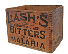 Antique LASH'S BITTERS MALARIA & DYSPEPSIA Wooden Box Shipping Crate Wood 1890s picture