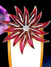 MASTERPIECE CROWN TRIFARI RUBY RED INVISIBLY SET GLASS POINSETTIA FLOWER BROOCH picture