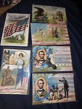 (6) Antique Ephemera Embossed Postcards-Lincoln's/Washington Birthday Tuck & Son picture