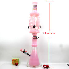 Premium Quality Glycerin Pink Beaker Bong Heavy Water Pipe Valentines Day Gift picture