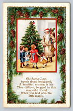 1915 White Brown Coat Old Santa Claus Father Christmas Tree Children Toys PC picture