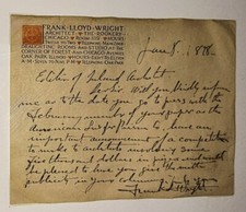 š„Frank Lloyd Wright -SIGNED - 1898 HAND WRITTEN LETTER and Stamped Evelope-INK picture