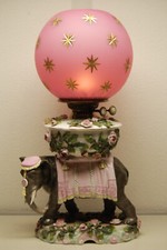 ANTIQUE VINTAGE ELEPHANT GERMAN SITZENDORF ART NOUVEAU PORCELAIN KEROSENE LAMP picture
