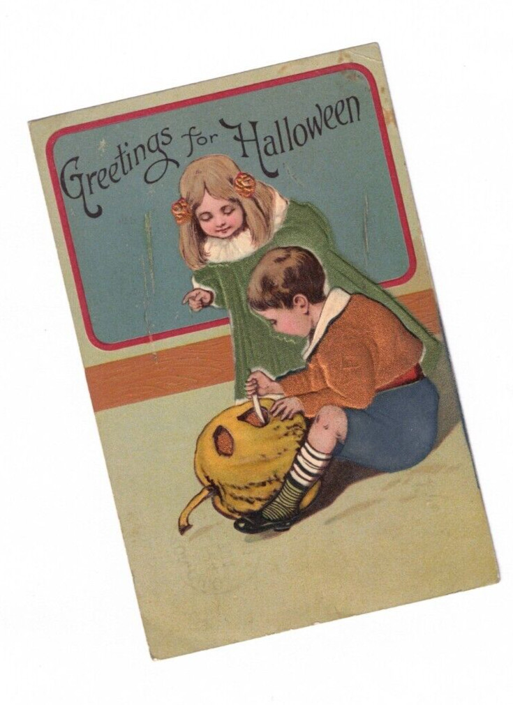 HALLOWEEN Vintage GERMAN Postcard 1911 Chromo-litho JOL Canton, OH Reading, PA HALLOWEEN Vintage GERMAN Postcard 1911 Chromo-litho JOL Canton, OH Reading, PA