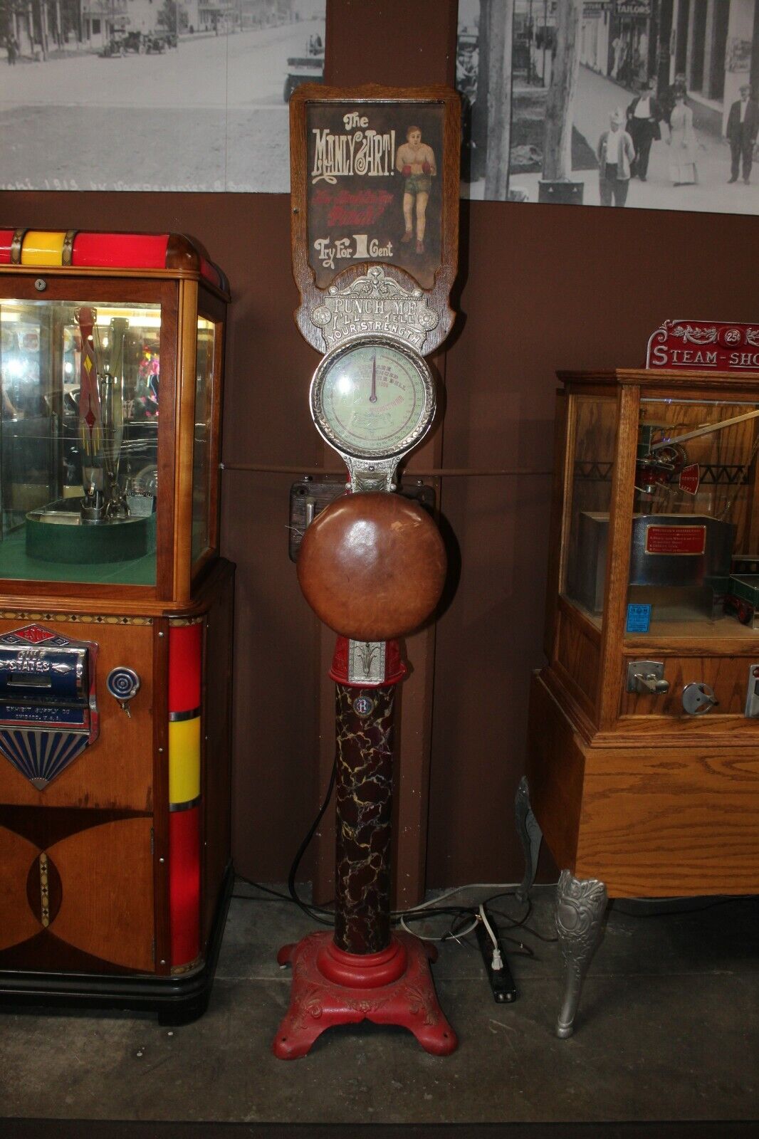 Early 1900s Caille Bros. Puncher Arcade Strength Tester 1c Punching Game