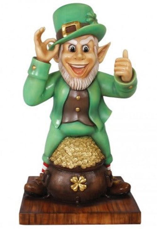 Leprechaun With Gold Life Size Resin Statue Saint Patrick's Day Theme Prop Decor