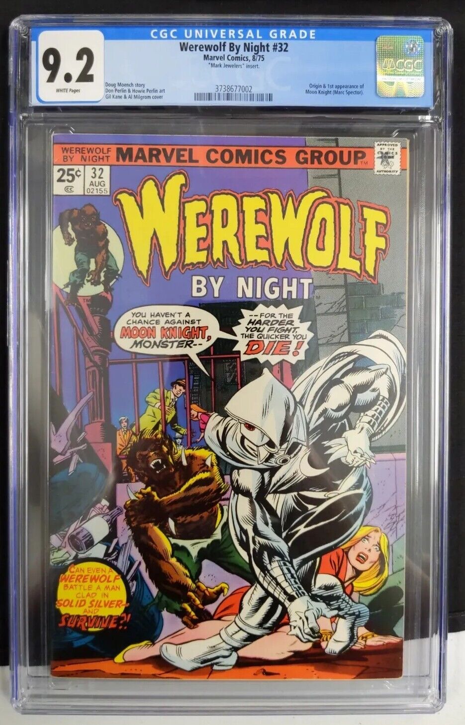 Werewolf By Night #32 - 1st App Moon Knight Highest Mark Jewelers - CGC 9.2 WP