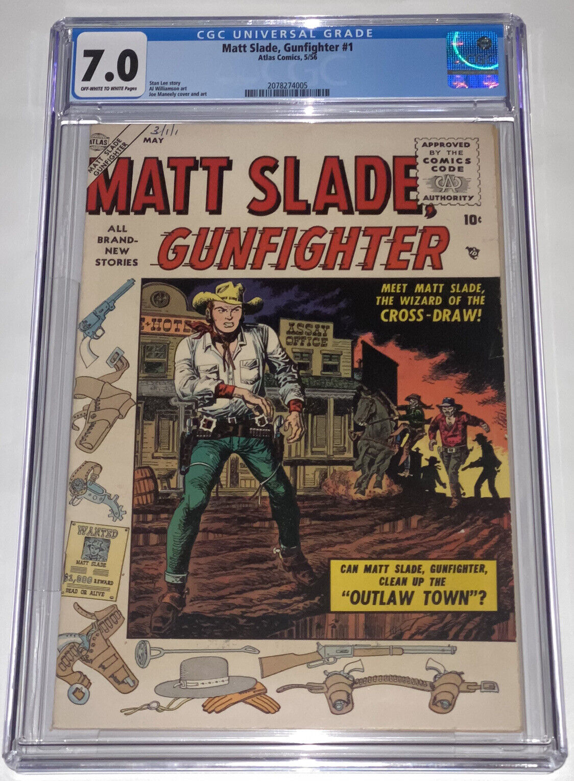 Matt Slade Gunfighter #1 cgc 7.0 1st Matt Slade Stan Lee PRE Marvel Atlas 1956