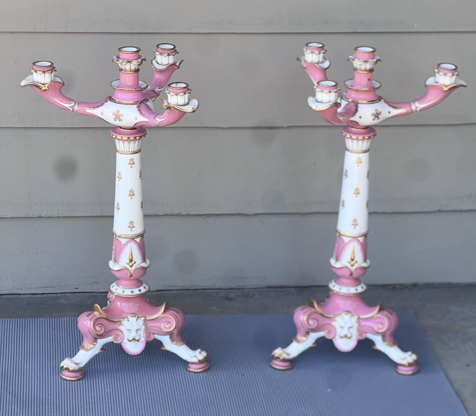 Antique Signed Minton Porcelain candelabra Antique Signed Minton Porcelain candelabra