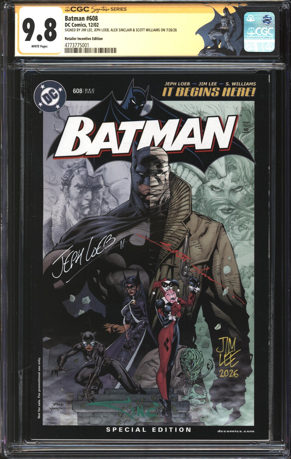 Batman (1940) #608 Retailer Incentive Edition (RRP) CGC Signature Series 9.8 NM/ Batman (1940) #608 Retailer Incentive Edition (RRP) CGC Signature Series 9.8 NM/