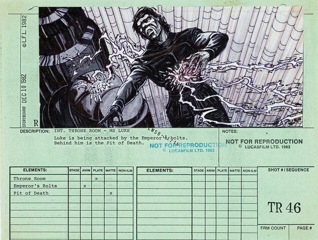Star Wars: Ep VI-Return of the Jedi Luke Skywalker and The Emperor Storyboards Star Wars: Ep VI-Return of the Jedi Luke Skywalker and The Emperor Storyboards