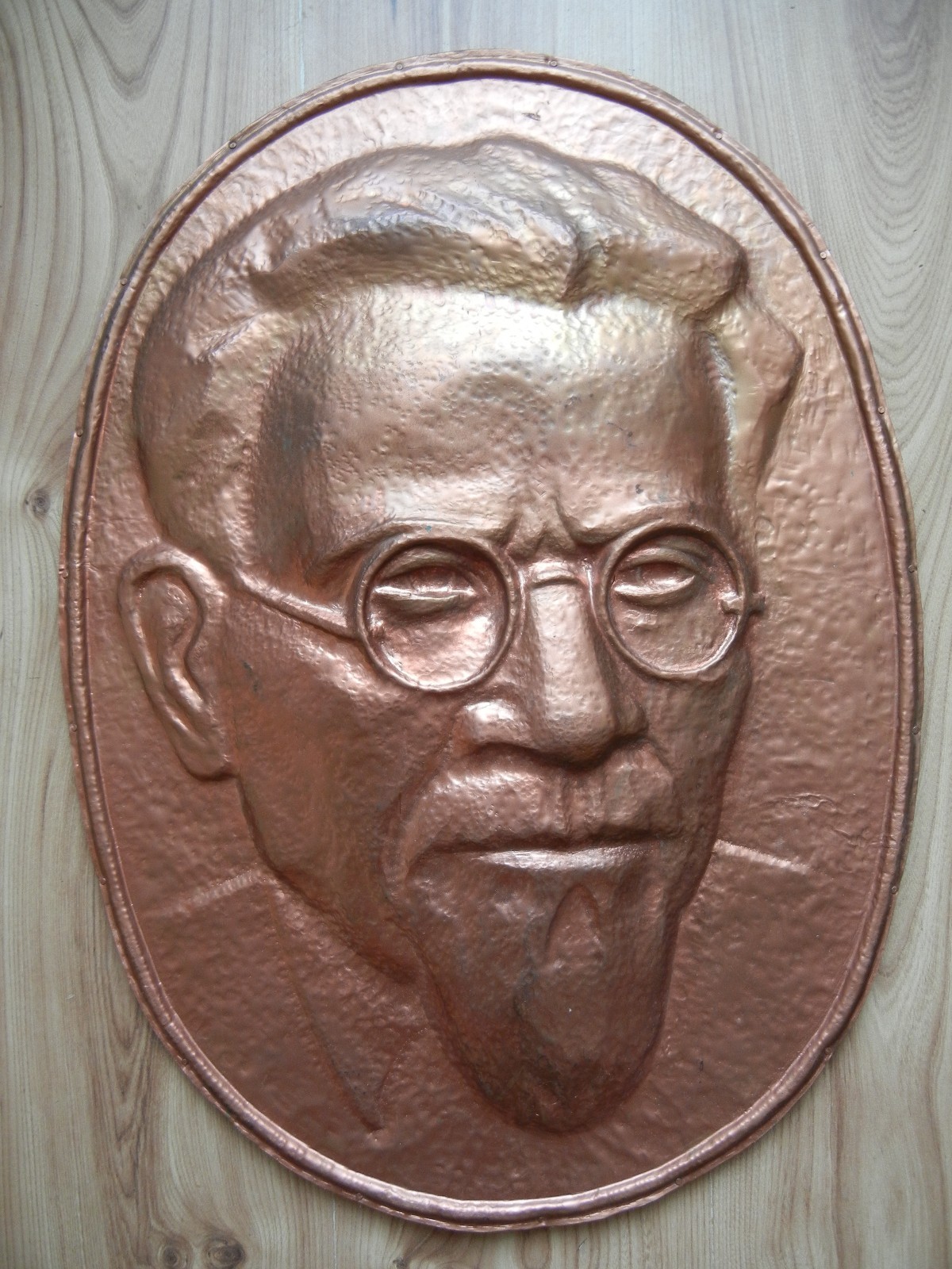 BAS-RELIEF Portrait Kalinin Russian Soviet copper plaque sculpture bust BAS-RELIEF Portrait Kalinin Russian Soviet copper plaque sculpture bust