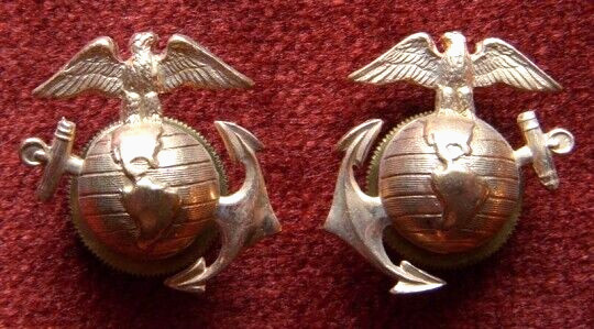 Scarce Variation Ca. 1930 USMC EM Collar EGAs in Light Rose Gold Color Scarce Variation Ca. 1930 USMC EM Collar EGAs in Light Rose Gold Color