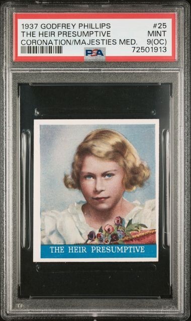 1937 Godfrey Phillips PRINCESS (QUEEN) ELIZABETH RC #25 PSA 9 Mint (OC) 1937 Godfrey Phillips PRINCESS (QUEEN) ELIZABETH RC #25 PSA 9 Mint (OC)