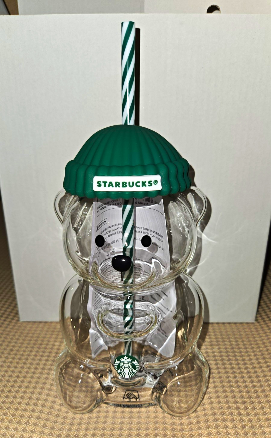 Two Authentic Starbucks Bear 20oz Tumbler Green Lid, Straw. In Box With Receipt Two Authentic Starbucks Bear 20oz Tumbler Green Lid, Straw. In Box With Receipt