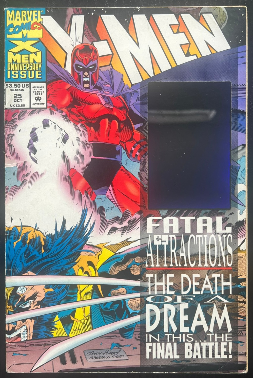 X-Men #25 ('93) Blank/Black Missing Hologram - DOUBLE ERROR/RAREST ERROR VARIANT