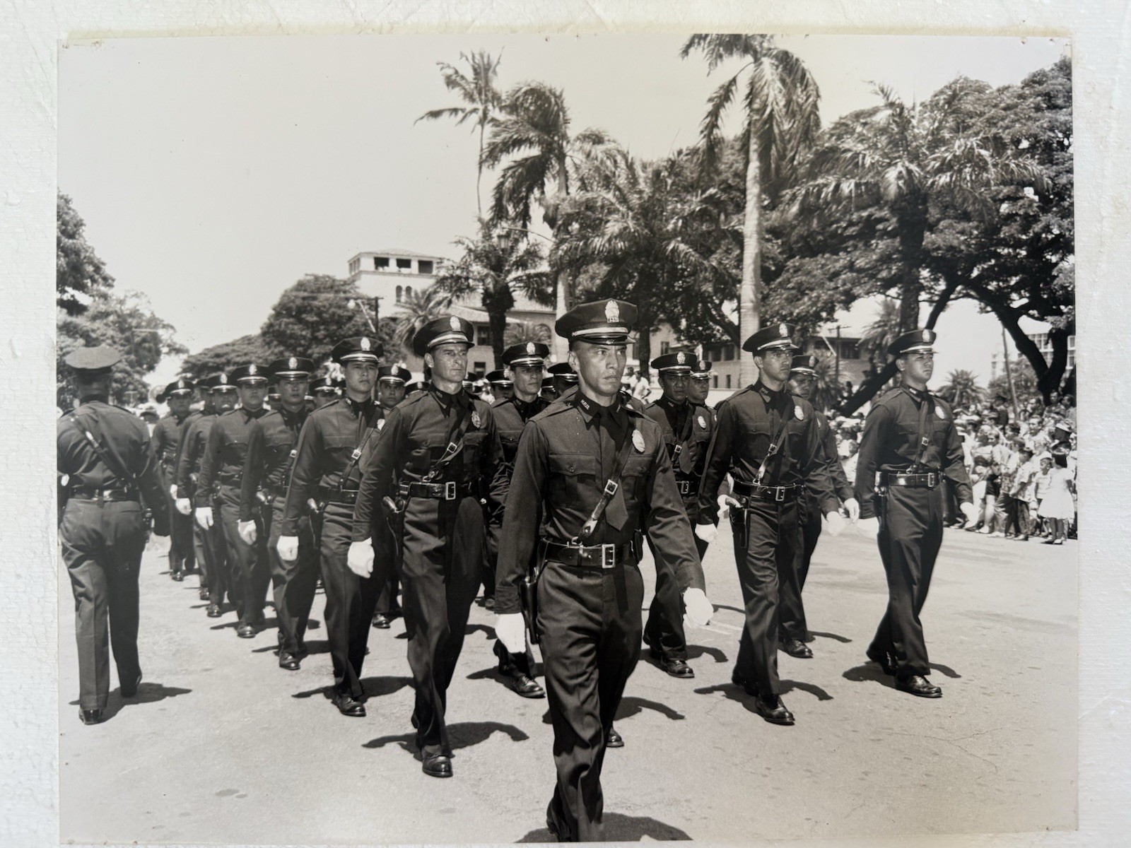Vintage 1940s–50s Honolulu Police Parade Photo – HPD Officers Marching, 11x14