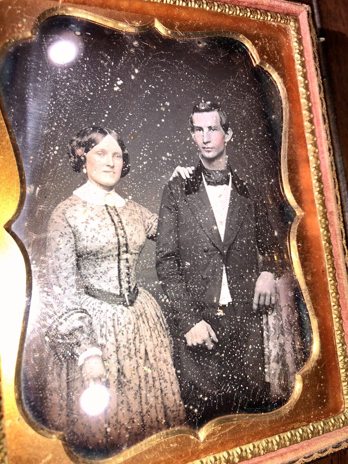 1/4 Daguerreotype Handsome Man & Pretty Woman, Husband and Wife Sealed