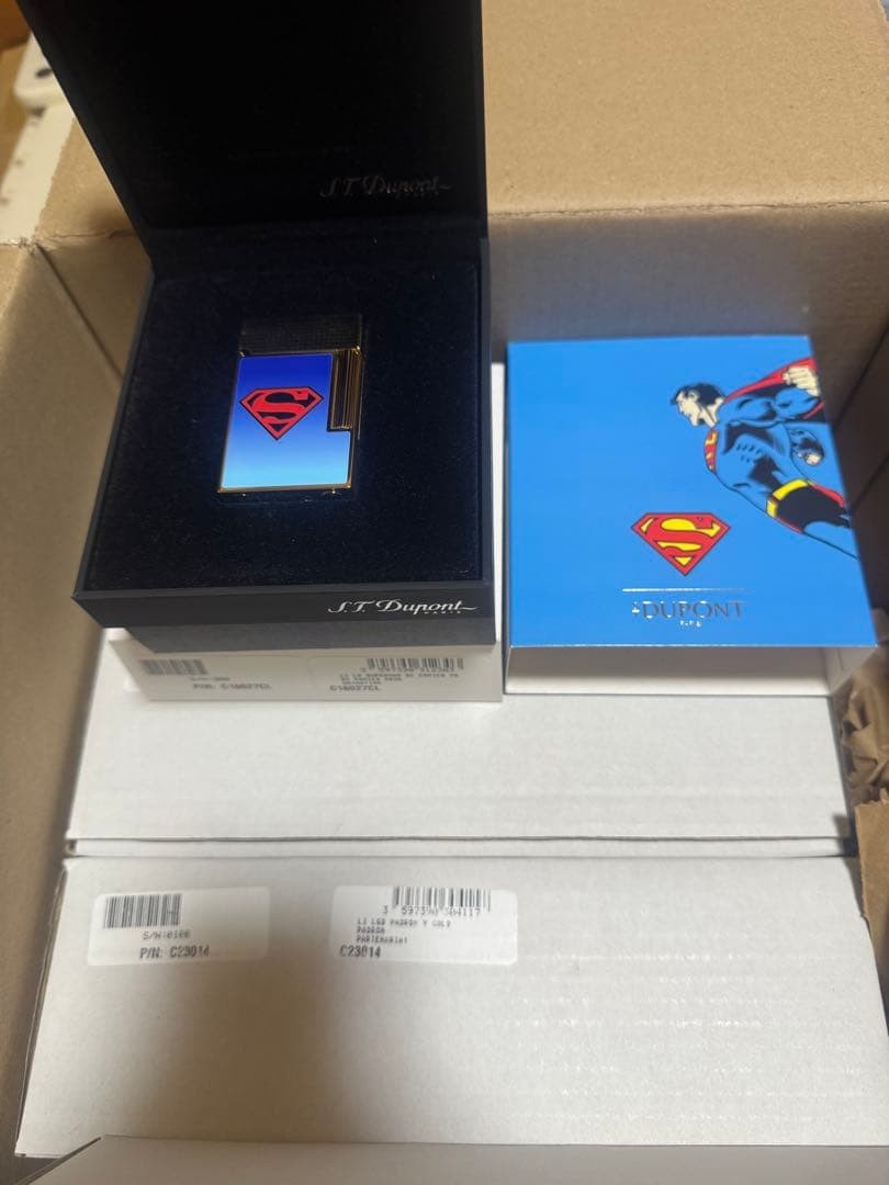 S.T.Dupont LINE 2 Superman Gas Lighter Limited Edition New Unused
