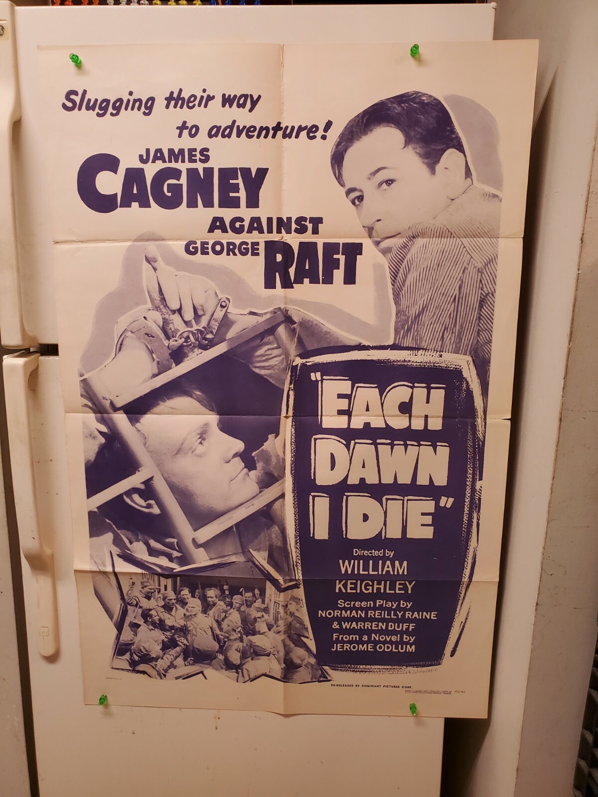 JAMES CAGNEY GEORGE RAFT EACH DAWN I DIE RE1950S 27X41 POSTER MP332 JAMES CAGNEY GEORGE RAFT EACH DAWN I DIE RE1950S 27X41 POSTER MP332