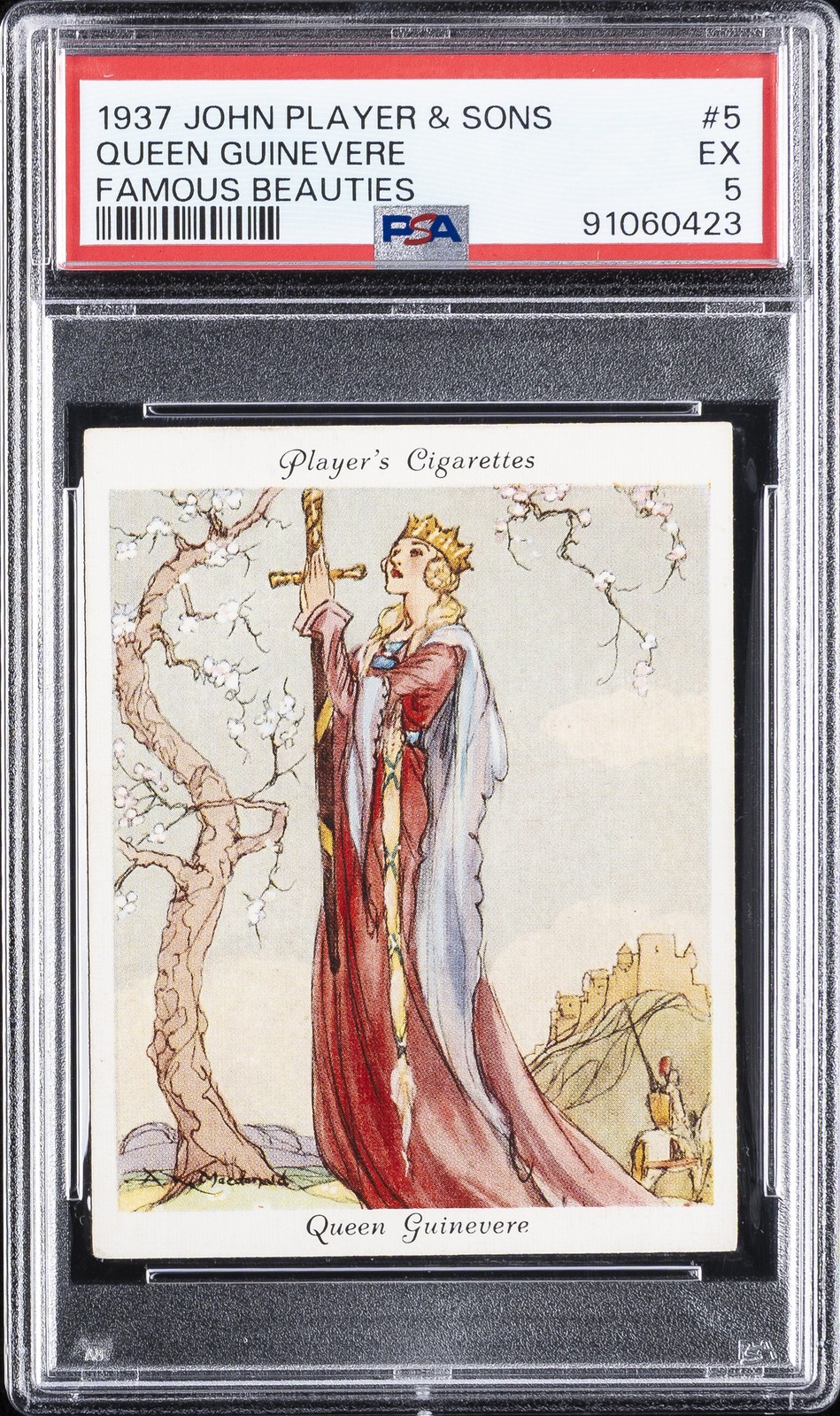 1937 JOHN PLAYER & SONS FAMOUS BEAUTIES #5 QUEEN GUINEVERE PSA 5