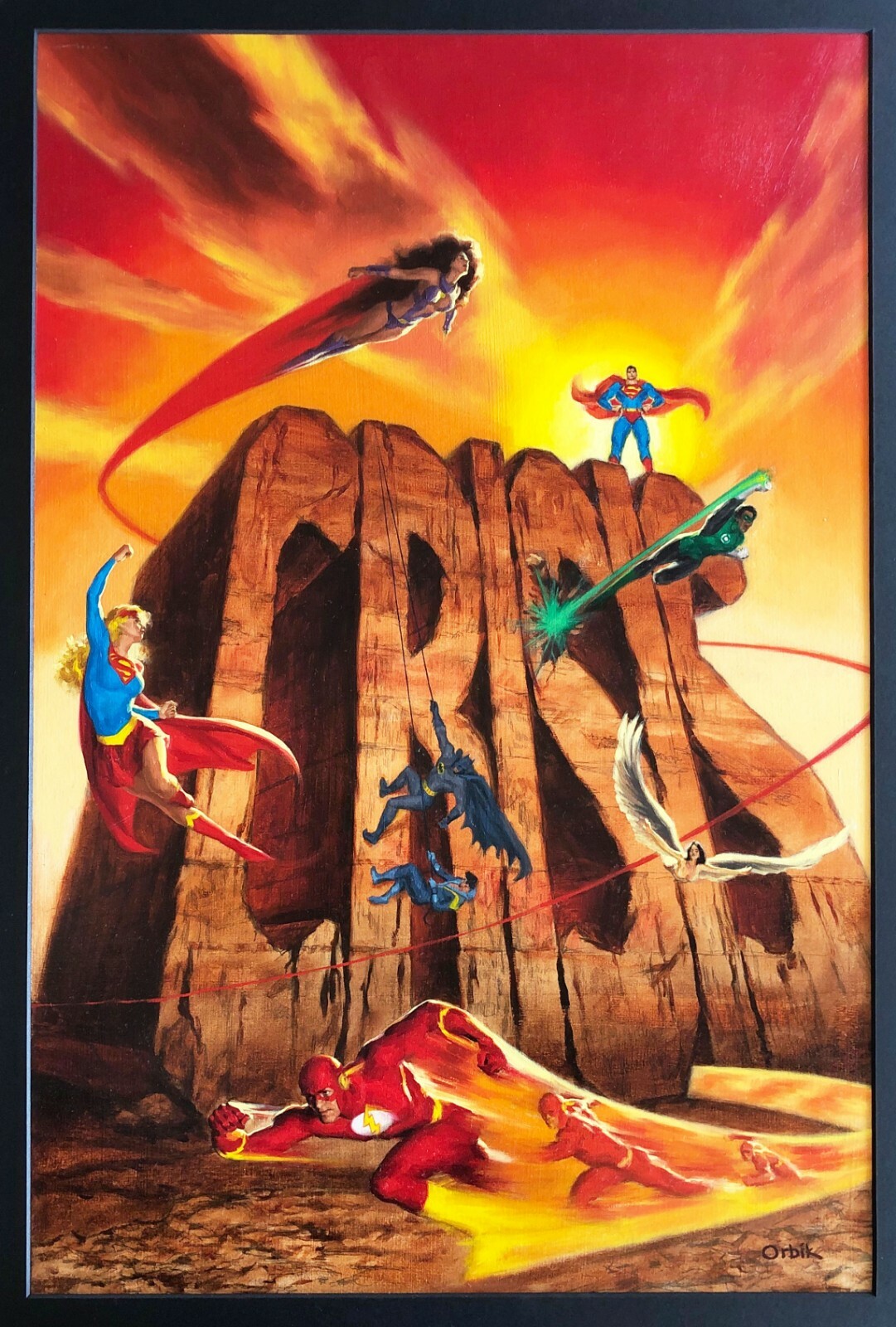 Superman Flash Glen Orbik SIGNED Comic Cover Painting Legends DC 1999 Crisis
