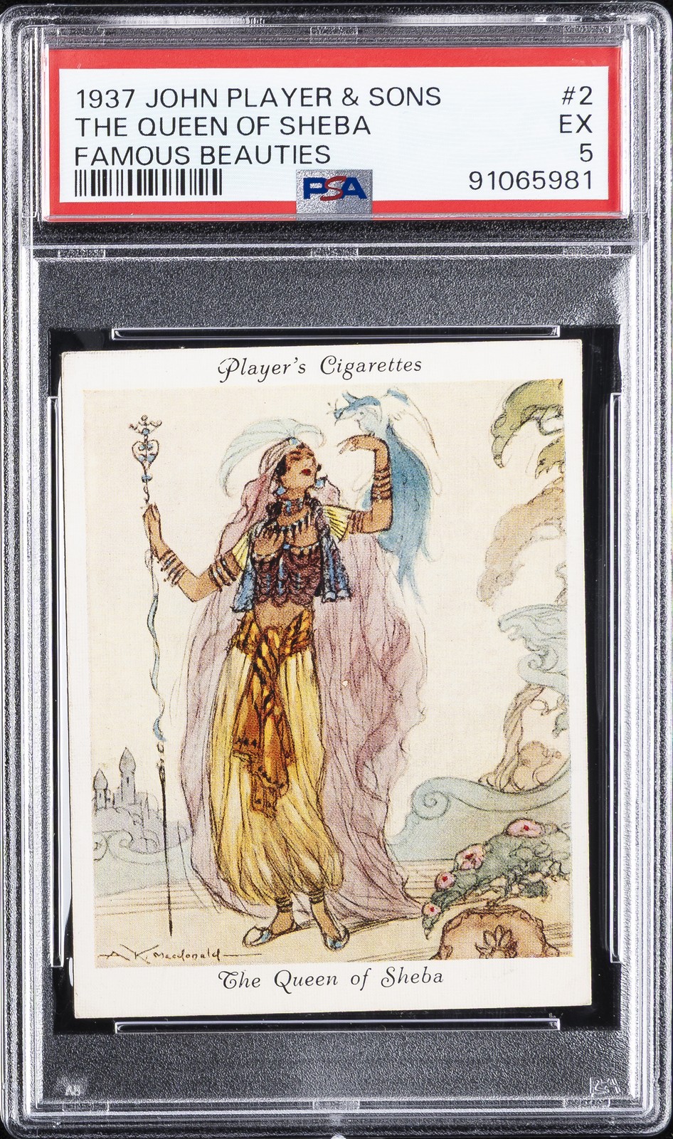 1937 JOHN PLAYER & SONS FAMOUS BEAUTIES #2 THE QUEEN OF SHEBA PSA 5 1937 JOHN PLAYER & SONS FAMOUS BEAUTIES #2 THE QUEEN OF SHEBA PSA 5