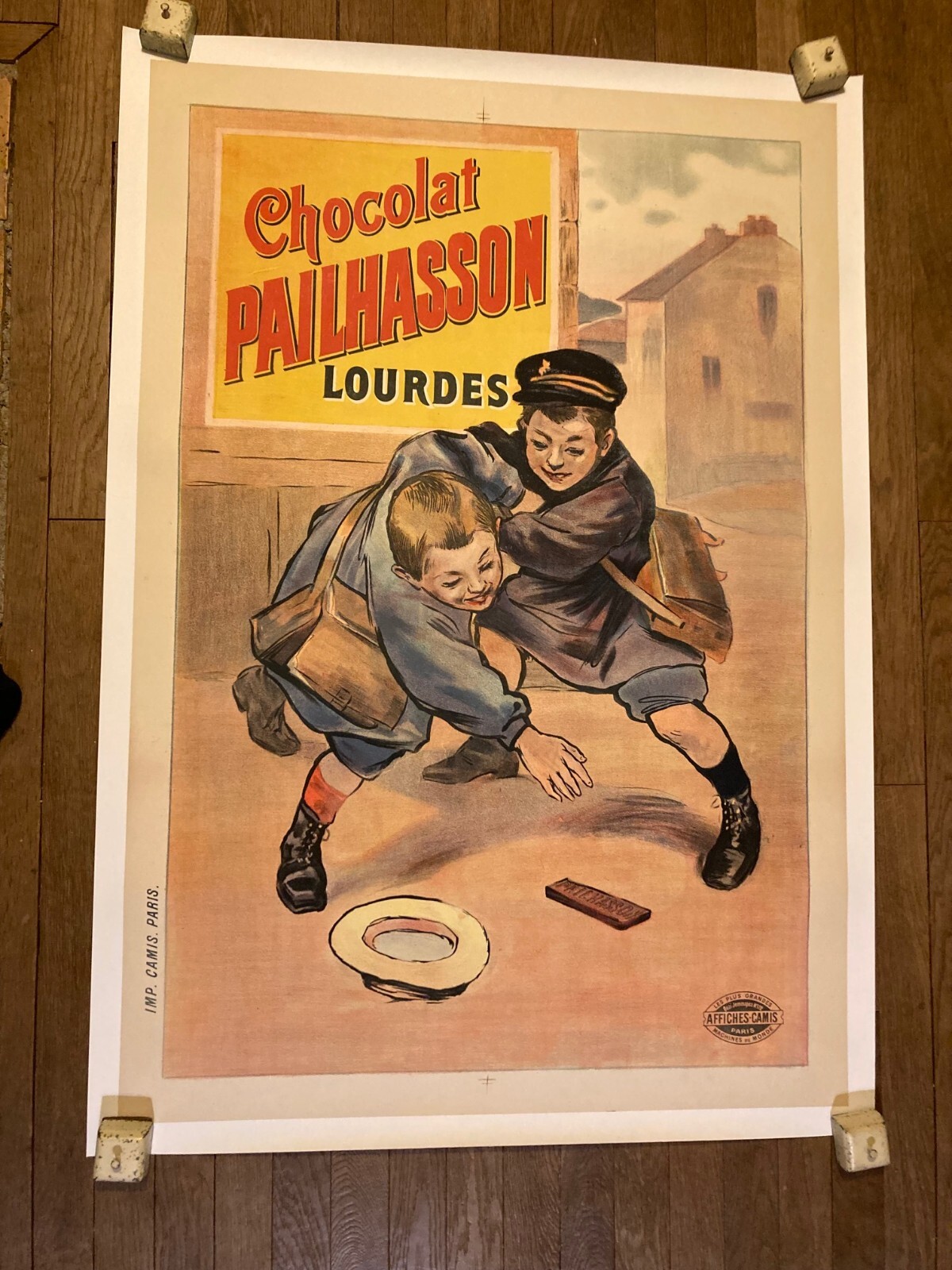 vintage poster chocolate poster Pailhasson LOURDES LITHO CIRCA 1910 80 X 120 cm