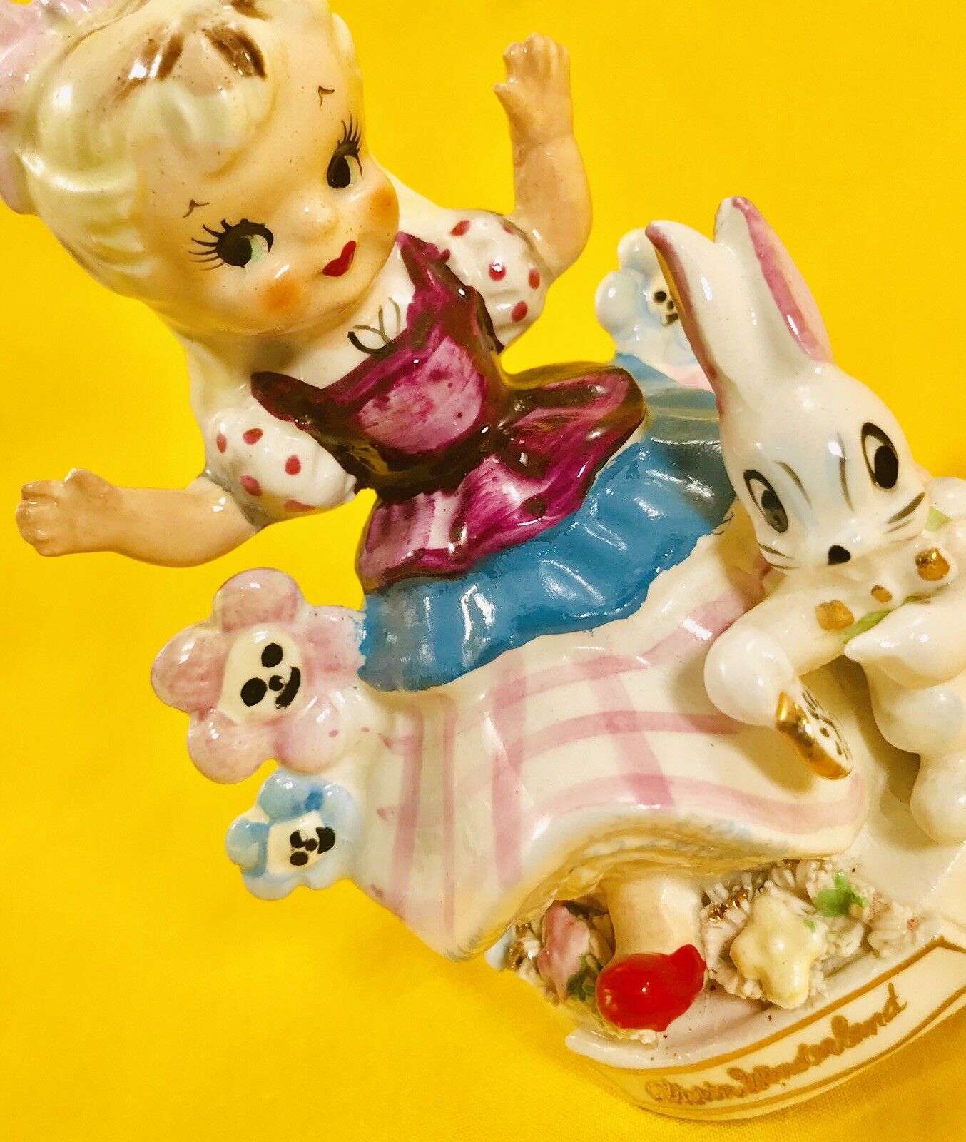 😍 SUPER RARE Cute 1950s Alice in Wonderland VTG Figurine TMJ Napco Nursery ❤️