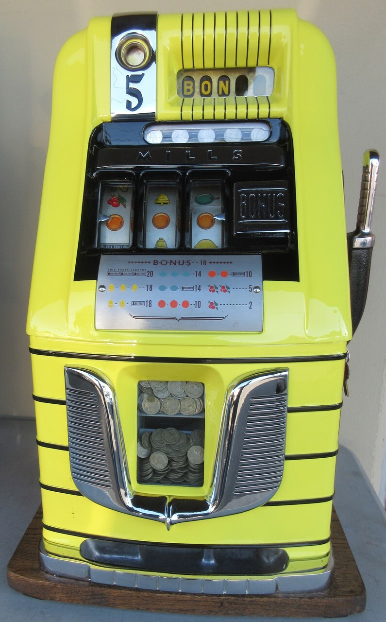 Mills Bonus 5c High Top Slot Machine Circa 1950 Mills Bonus 5c High Top Slot Machine Circa 1950