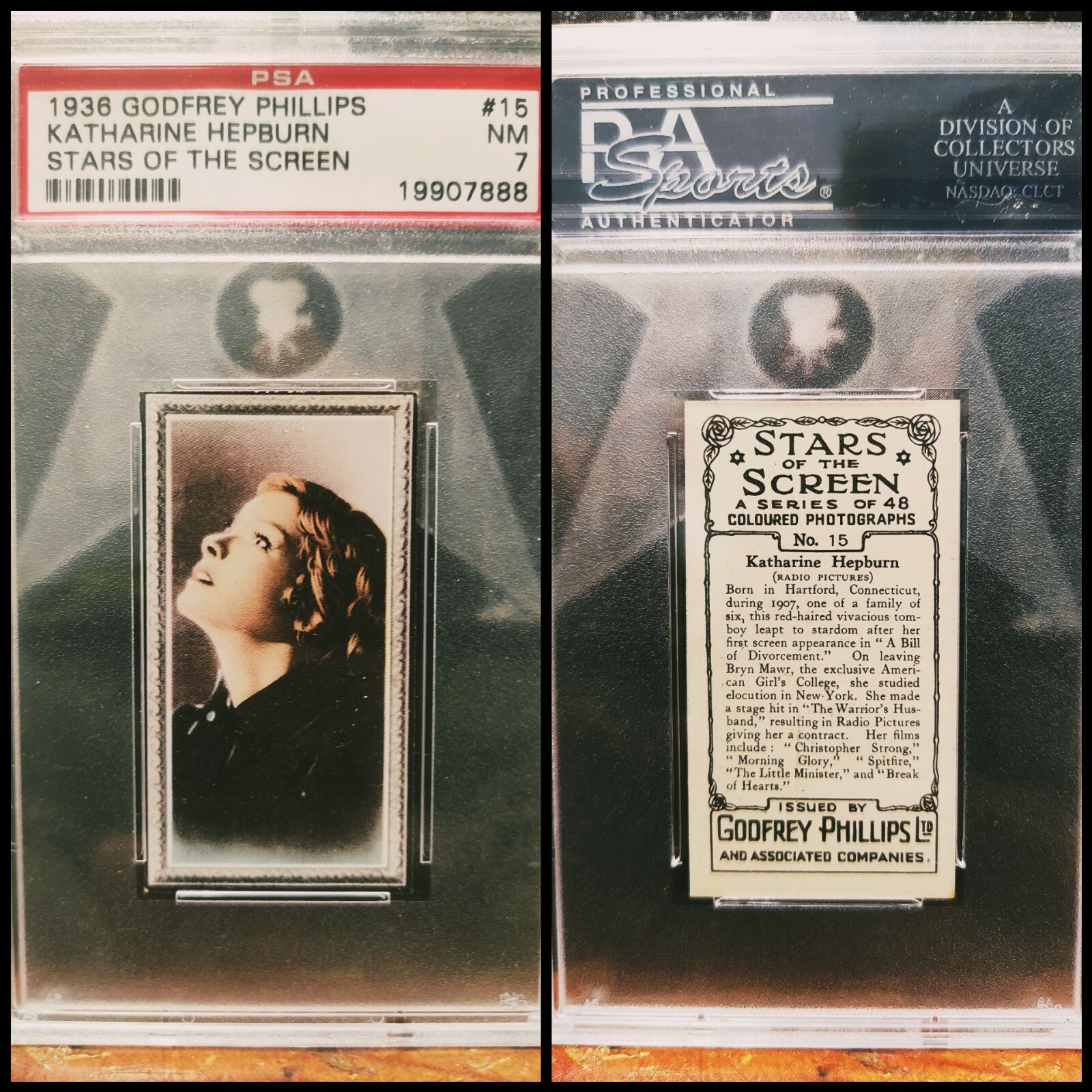 ⭐ 1936 Film Stars KATHERINE HEPBURN Godfrey Phillips card PSA 7 AFI #1 Actress ⭐ 1936 Film Stars KATHERINE HEPBURN Godfrey Phillips card PSA 7 AFI #1 Actress