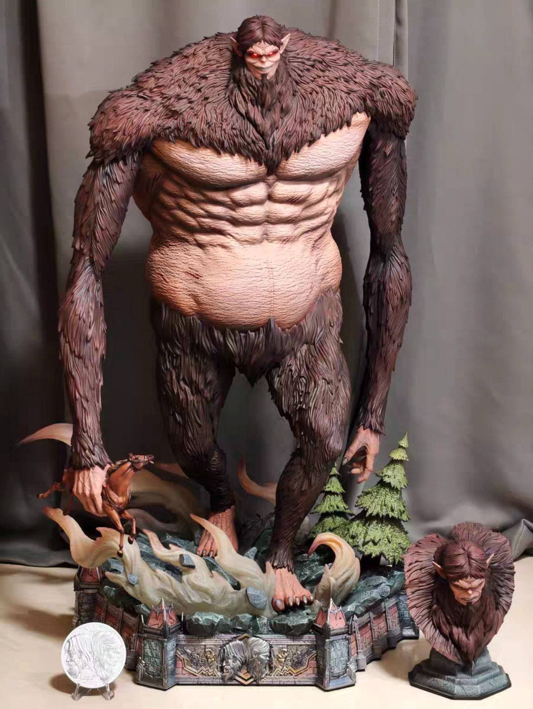 Hertz Studio Attack On Titan Beast titan Resin Statue H80cm 2Heads In Stock