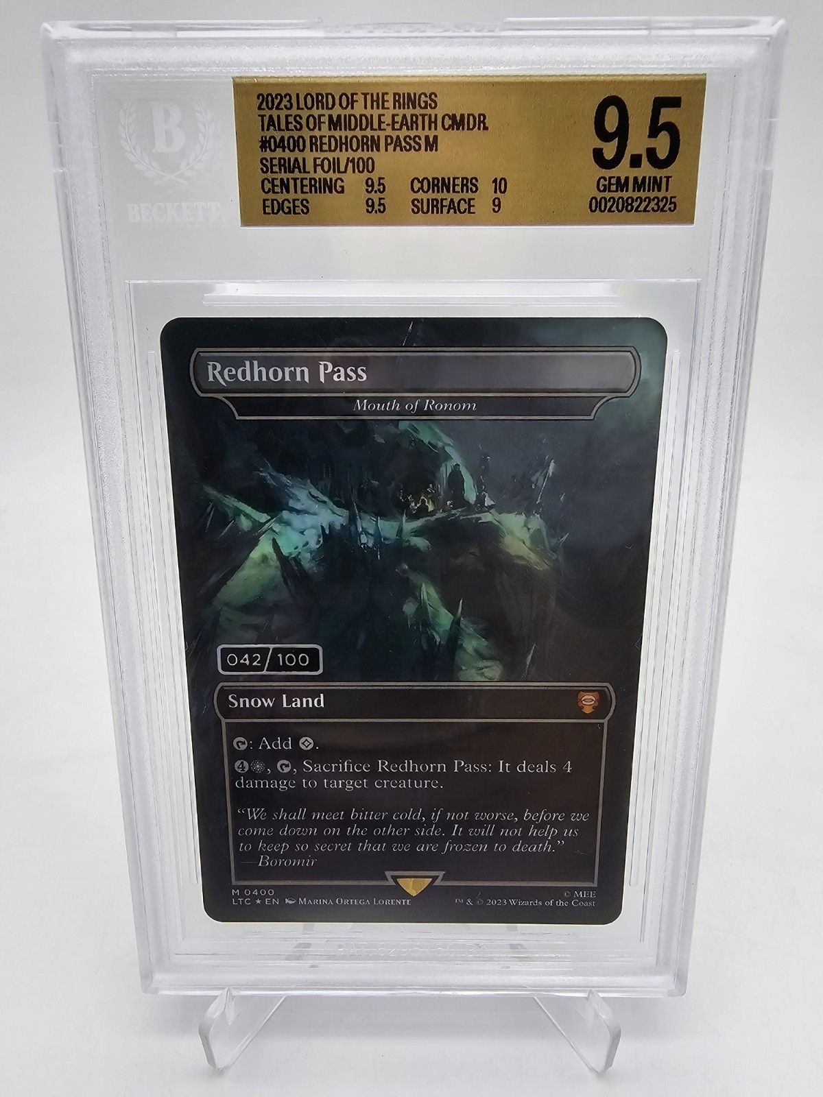 BGS 9.5 MTG Lord of the Rings Redhorn Pass Mouth of Ronom Serial 042/100 M0400 BGS 9.5 MTG Lord of the Rings Redhorn Pass Mouth of Ronom Serial 042/100 M0400