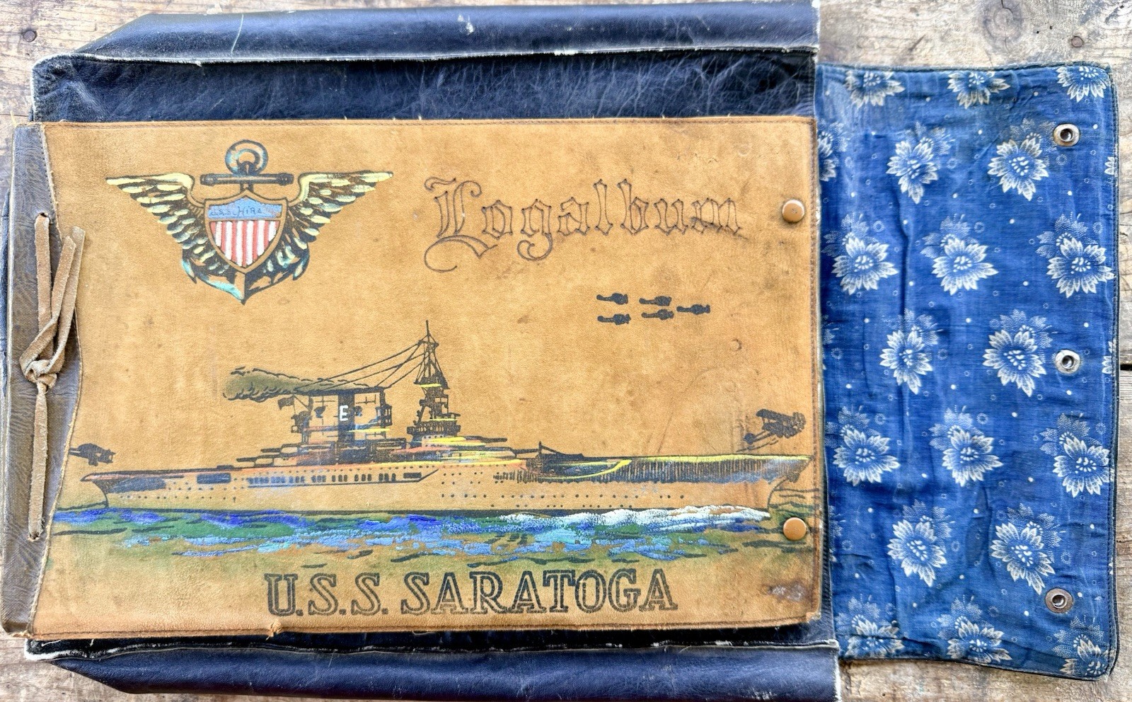 USS Saratoga WW2 Photo Album Torpedo Plane Hawaii Japan China Brothel Postcards