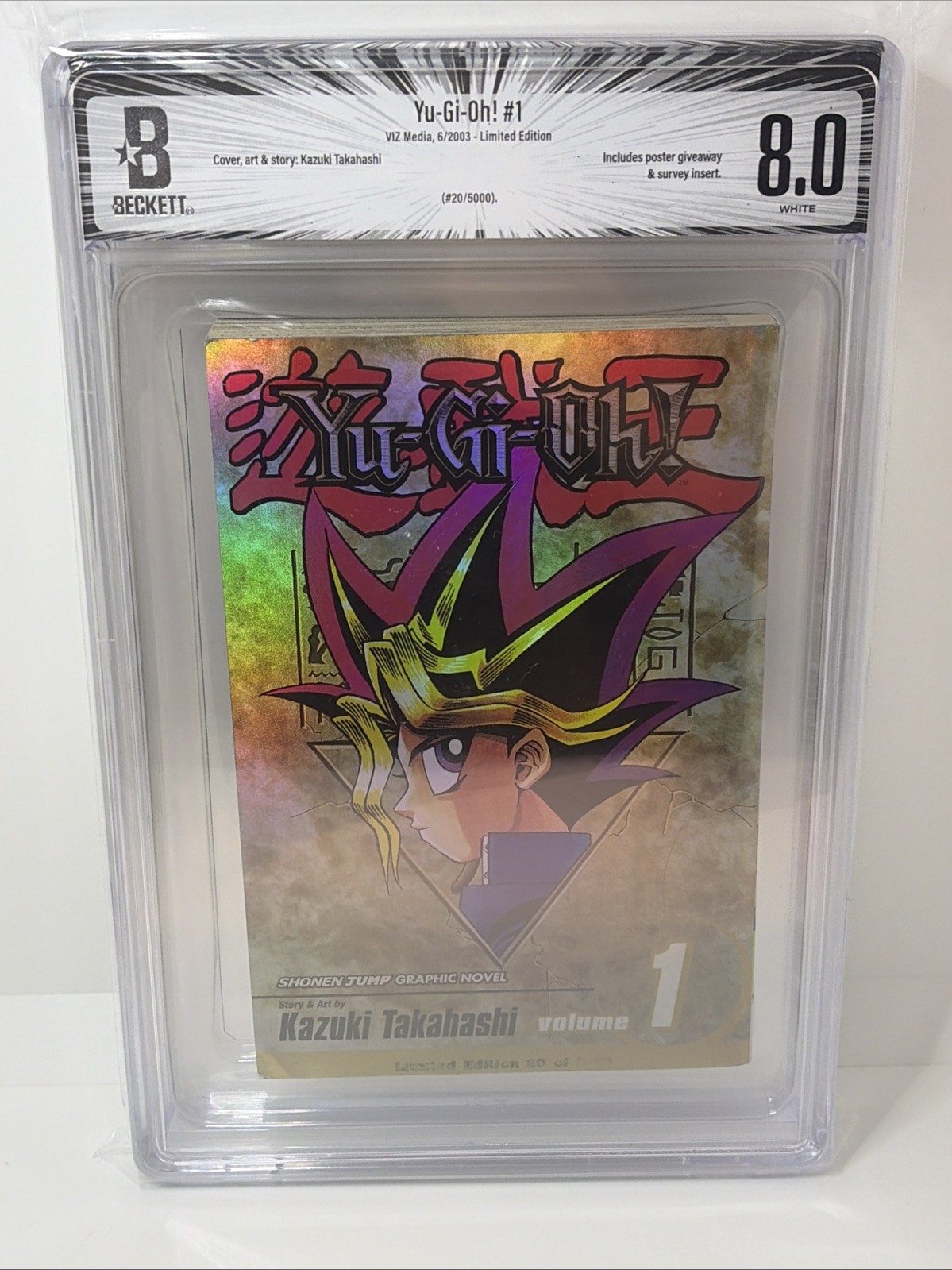 Yu-Gi-Oh #20 of 5000 BGS 8.0 Limited Edition Foil Vol. 1 VIZ Media 2003 Manga Yu-Gi-Oh #20 of 5000 BGS 8.0 Limited Edition Foil Vol. 1 VIZ Media 2003 Manga