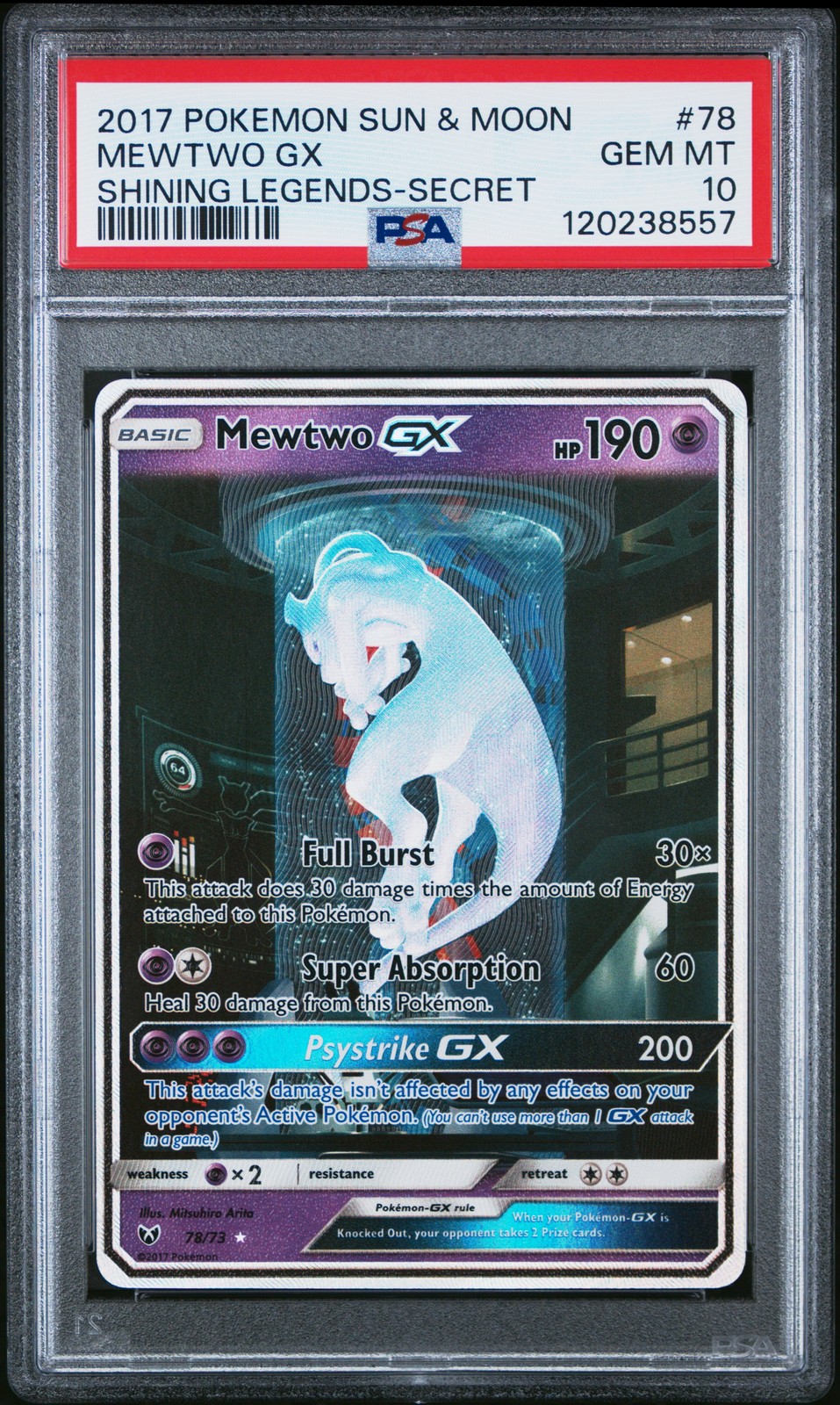 Mewtwo Gx 78/73 PSA 10 Shining Legends Pokemon Card Game