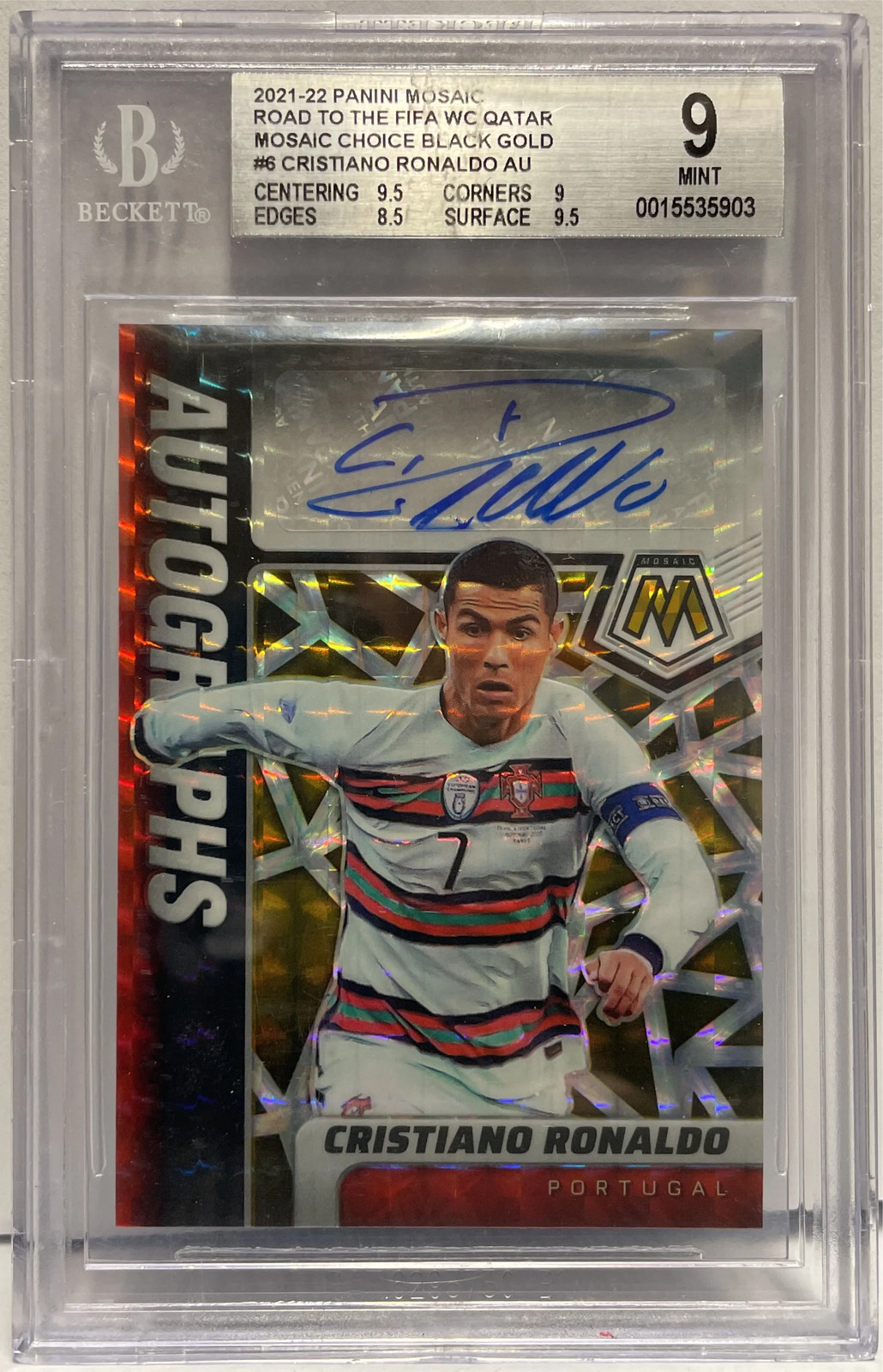 Cristiano Ronaldo 1/1 Autograph Choice Black Gold Panini Mosaic Road To Uefa Wor Cristiano Ronaldo 1/1 Autograph Choice Black Gold Panini Mosaic Road To Uefa Wor