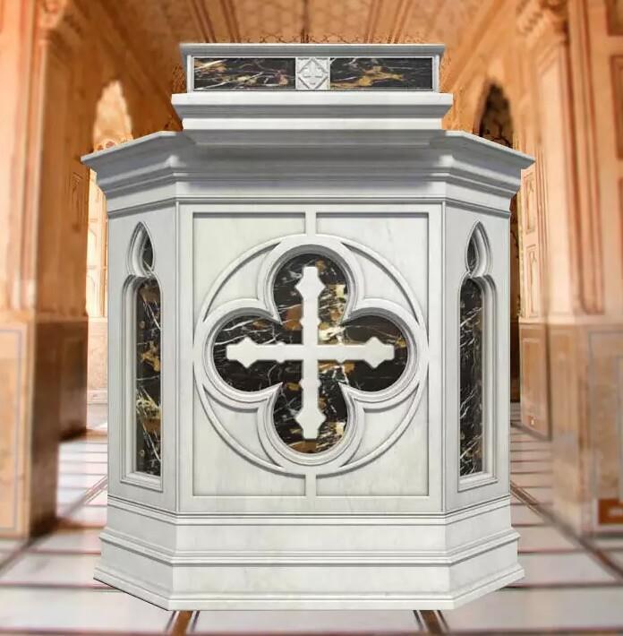 BEAUTIFUL CARVED MARBLE CHURCH PODIUM - Z15