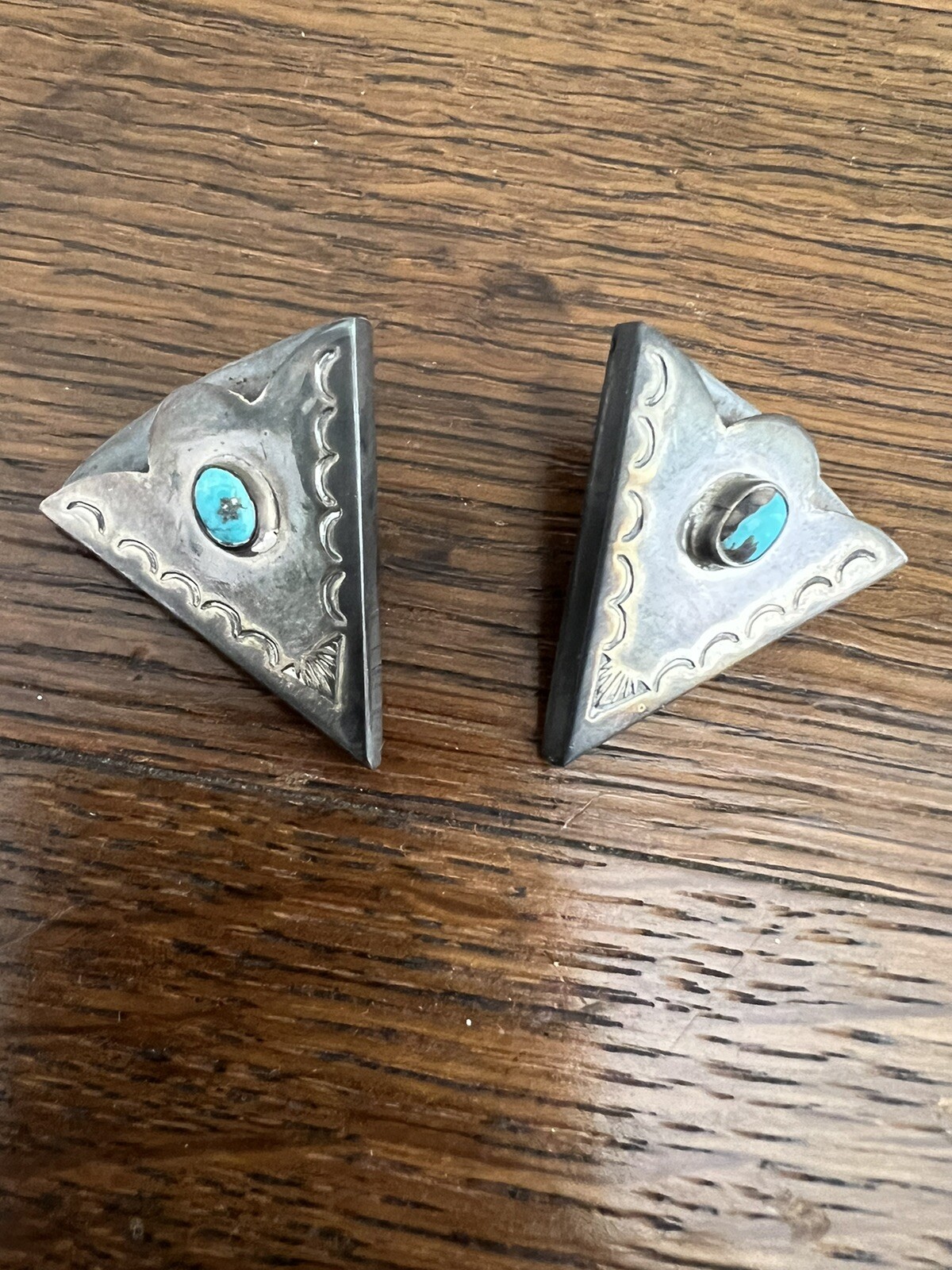 Ambrose Lincoln or Ambrose Roanhorse Navajo Sterling Collar Tips Ambrose Lincoln or Ambrose Roanhorse Navajo Sterling Collar Tips