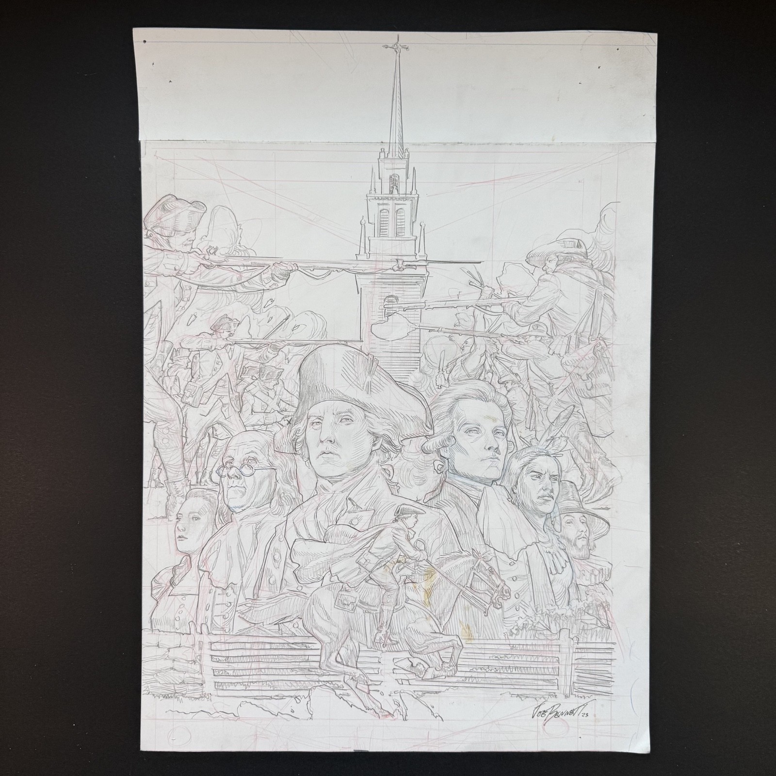 America Part One Original Comic Art Cover Signed Joe Bennett George Washington America Part One Original Comic Art Cover Signed Joe Bennett George Washington