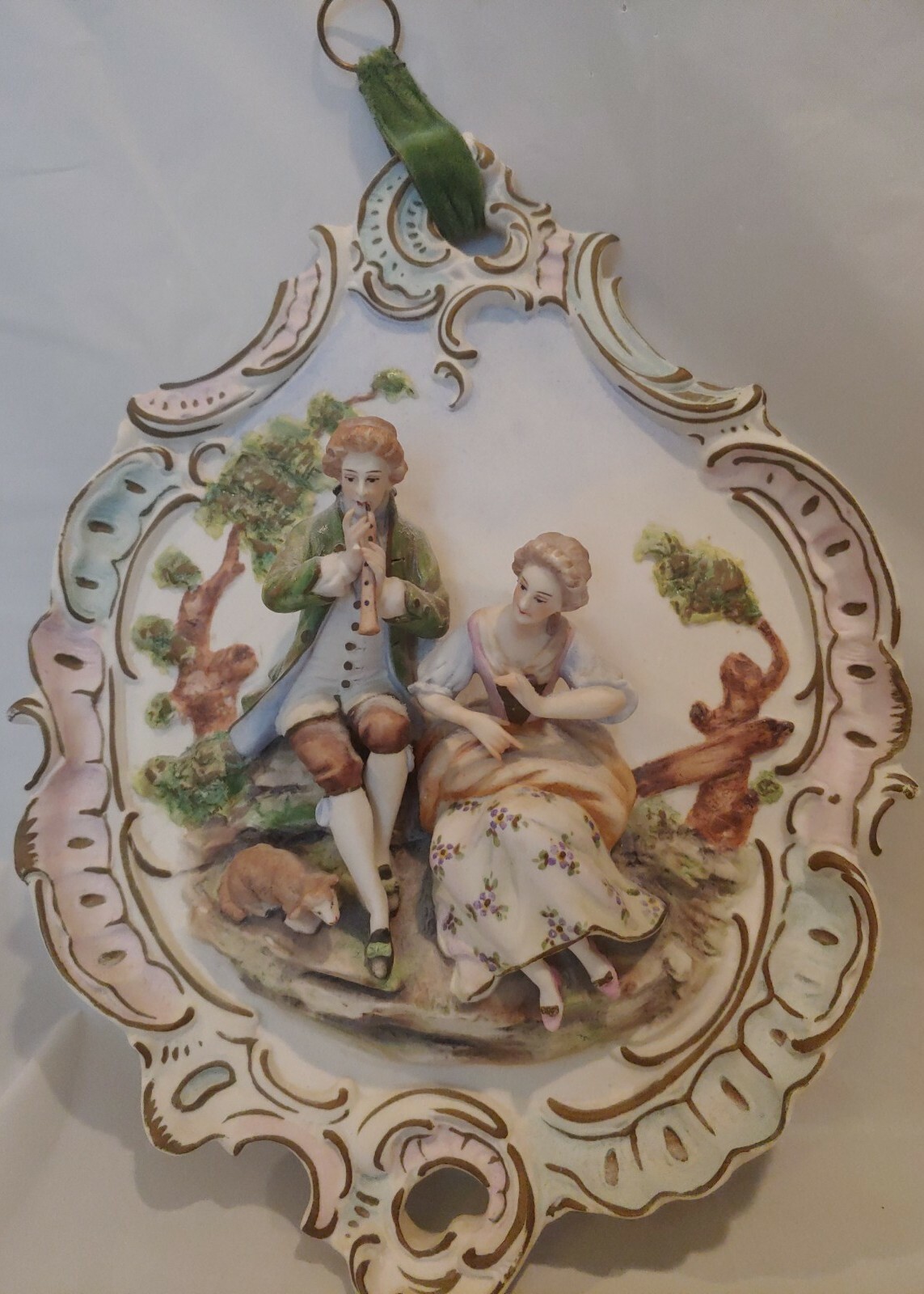 Pair of Antique Franz Wittwer Dresden/Meissen German Baroque-Style Wall Plaques Pair of Antique Franz Wittwer Dresden/Meissen German Baroque-Style Wall Plaques