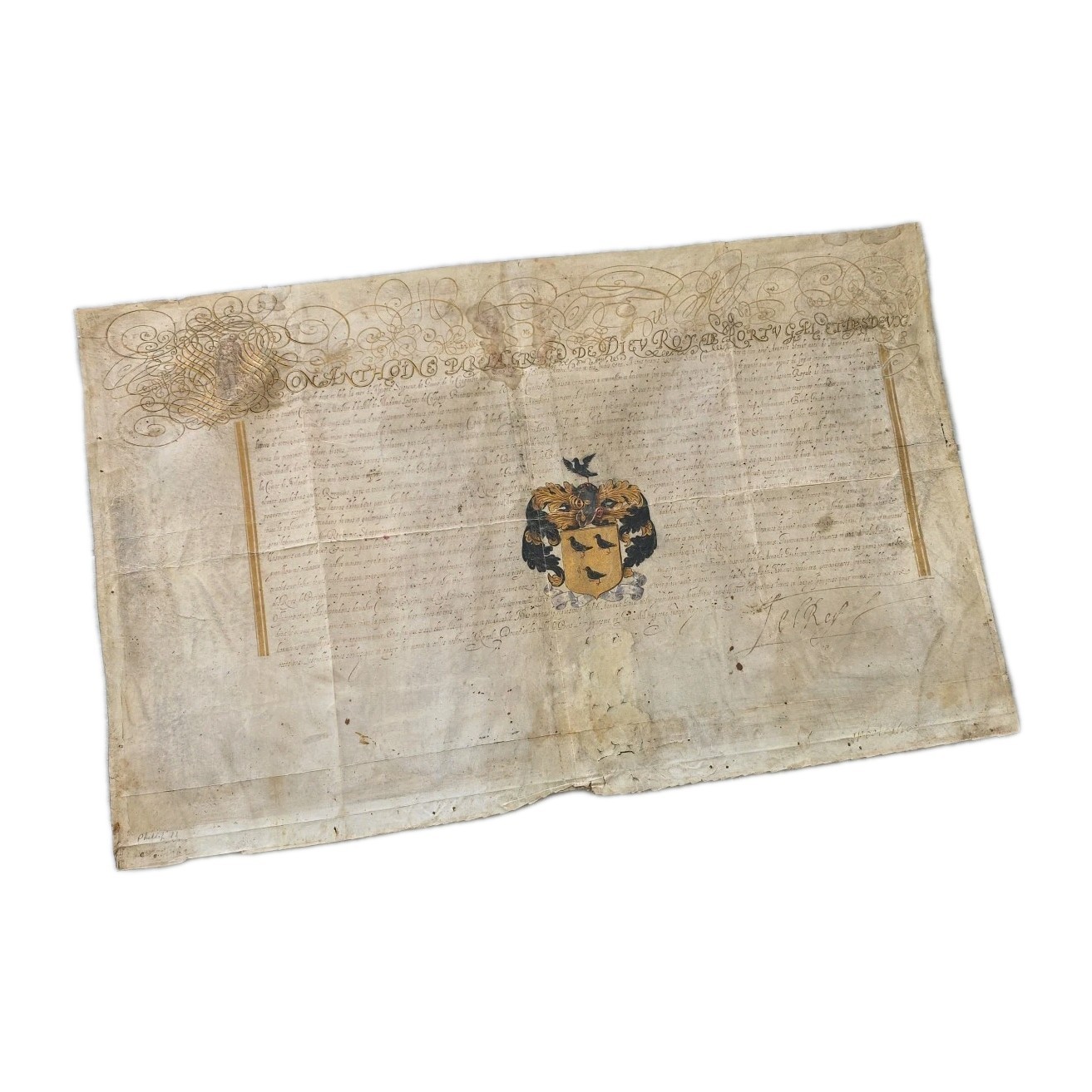 1580 Portugal King Antonio Signed Illuminated Royal Charter Manuscript Document 1580 Portugal King Antonio Signed Illuminated Royal Charter Manuscript Document