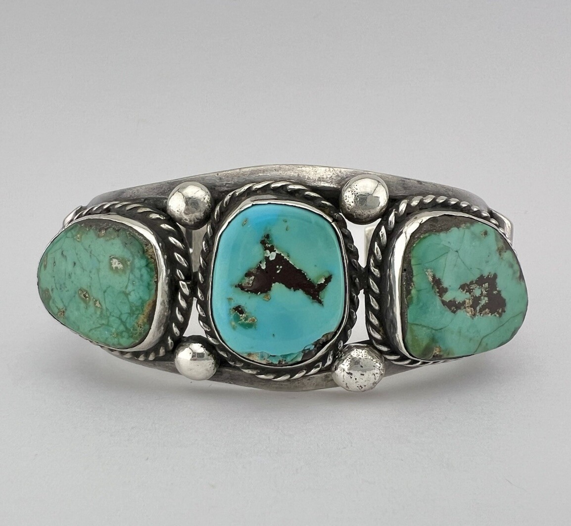 Old Ambrose Lincoln Navajo Sterling Silver Natural Turquoise Cuff Bracelet Old Ambrose Lincoln Navajo Sterling Silver Natural Turquoise Cuff Bracelet