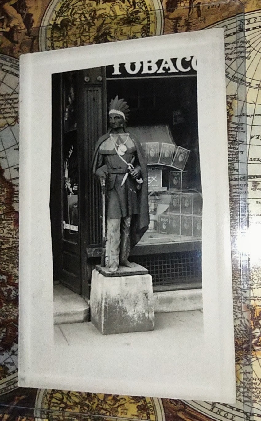 BEST RPPC OF CIGAR STORE INDIAN ON EBAY. HE HAS A RIFLE BIG KNIFE 2 MEDALLIONS. BEST RPPC OF CIGAR STORE INDIAN ON EBAY. HE HAS A RIFLE BIG KNIFE 2 MEDALLIONS.