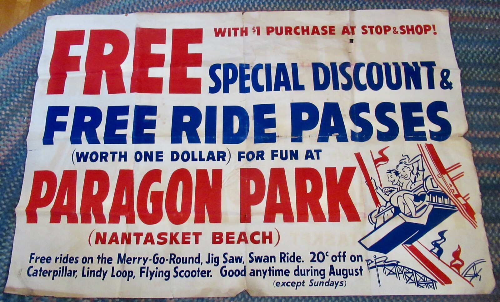 Paragon Park Nantasket Beach Sign Original - RARE - HUGE 5' WIDE - Paragon Park Nantasket Beach Sign Original - RARE - HUGE 5' WIDE -