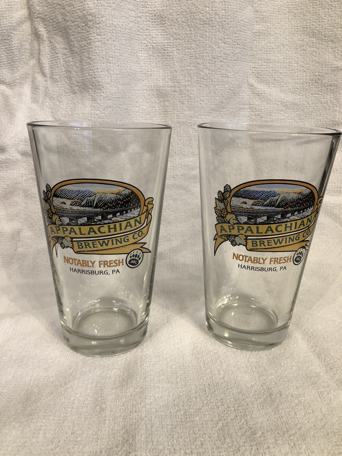 2  -APPALACHIAN BREWING COMPANY NOTABLY FRESH Pint Glasses V