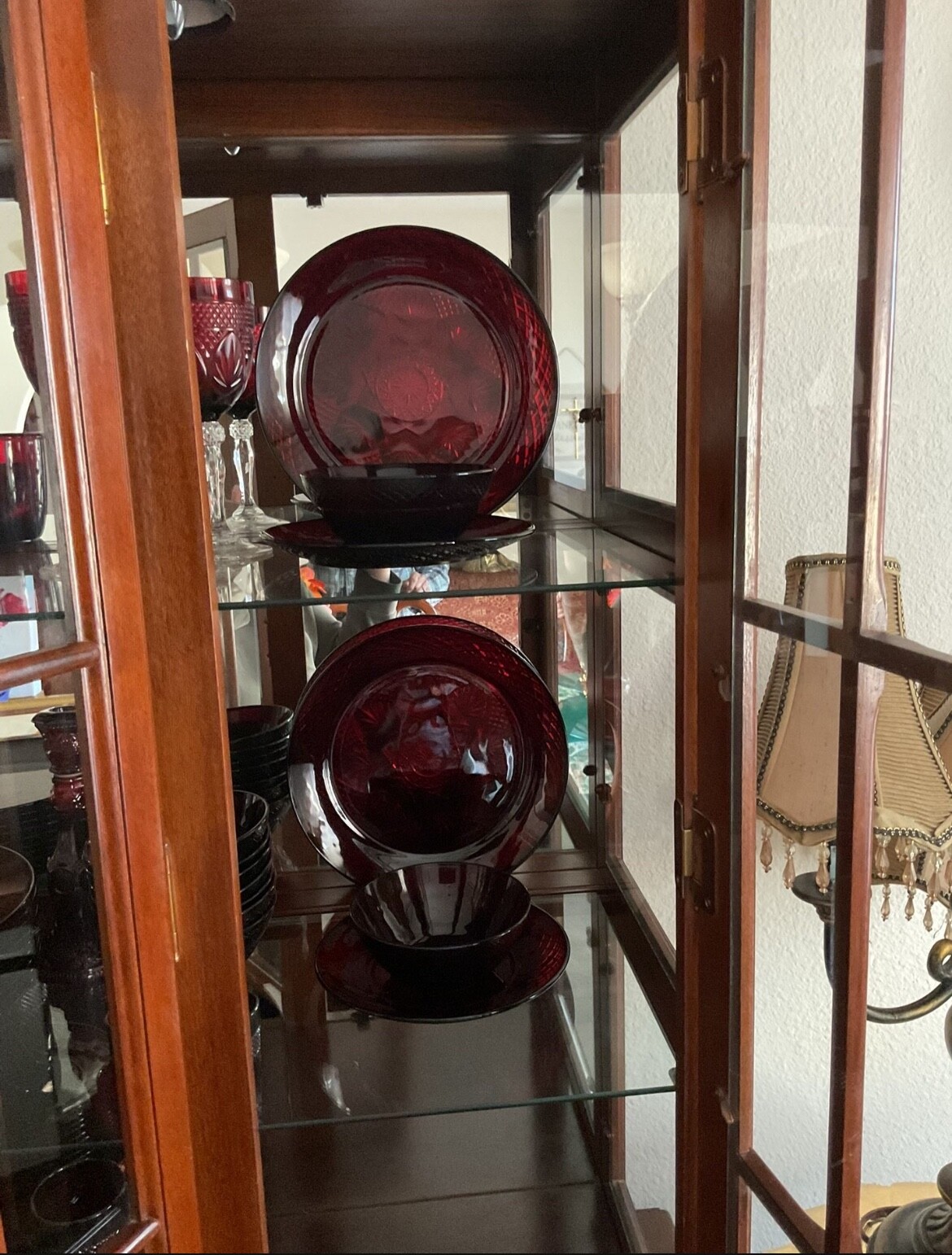 Avon 1876 Cape Cod Ruby Red Glass China set, 56 pieces