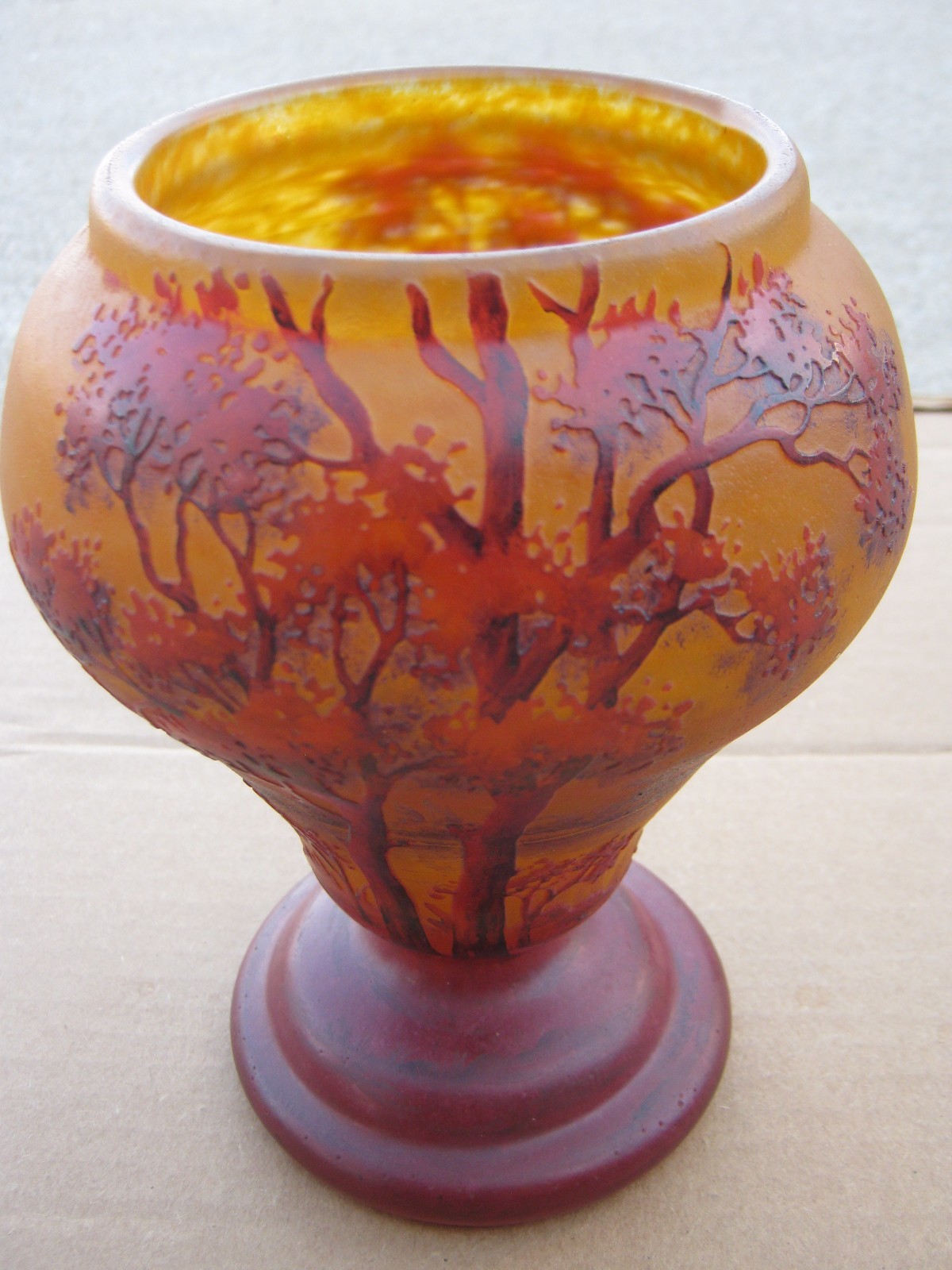 Rare Antique Original Art Nouveau Etched Trees Gorgeous Vase signed Daum Nancy Rare Antique Original Art Nouveau Etched Trees Gorgeous Vase signed Daum Nancy
